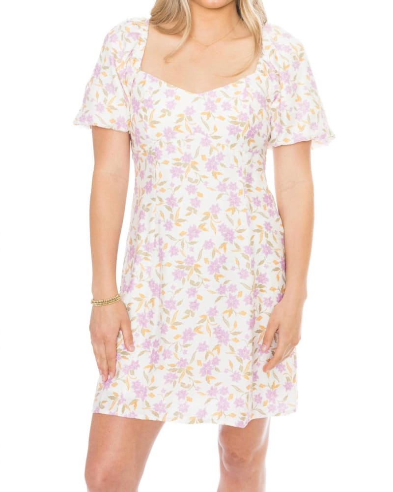 Front of a model wearing a size L Alaine Mini Dress In Multi Floral in Multi Floral by Z Supply. | dia_product_style_image_id:346669